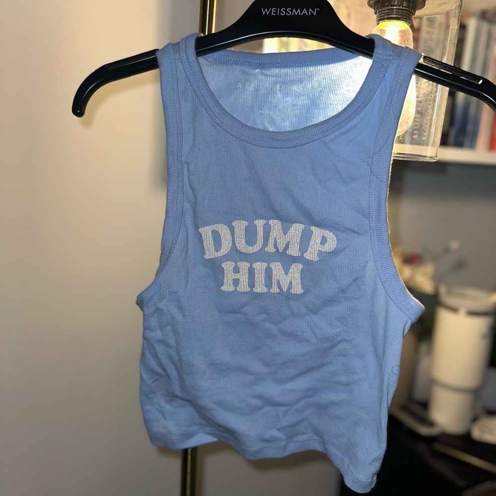 Blue Tank Top with White Text